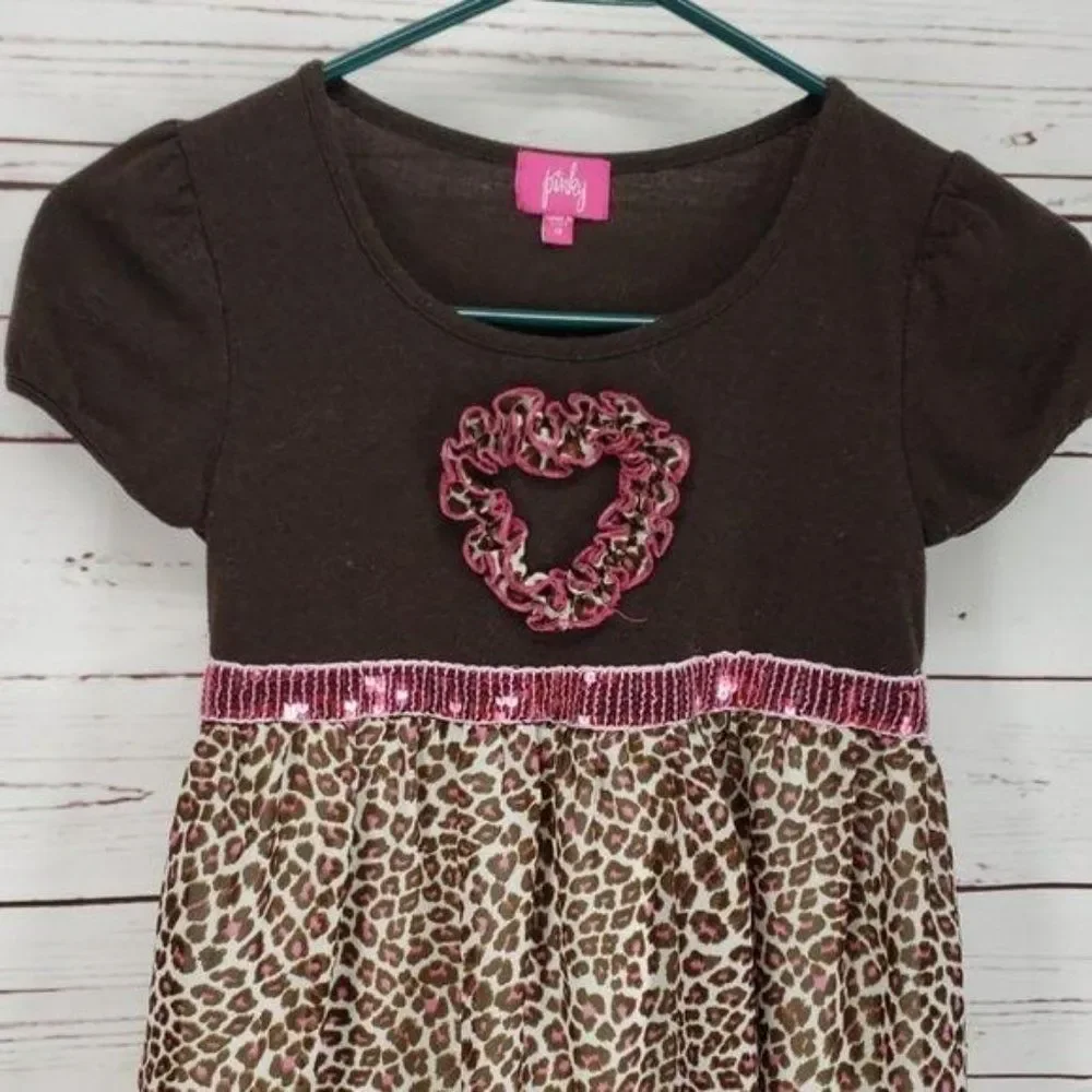 Pinky Girls Brown Leopard Print Blouse Shirt Size‎ 12